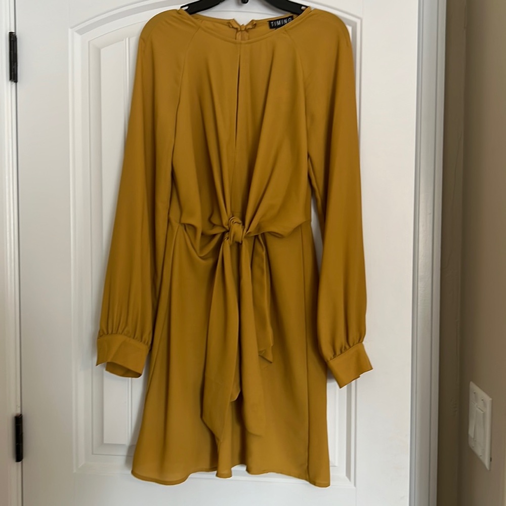 mustard dress 100% polyester size small